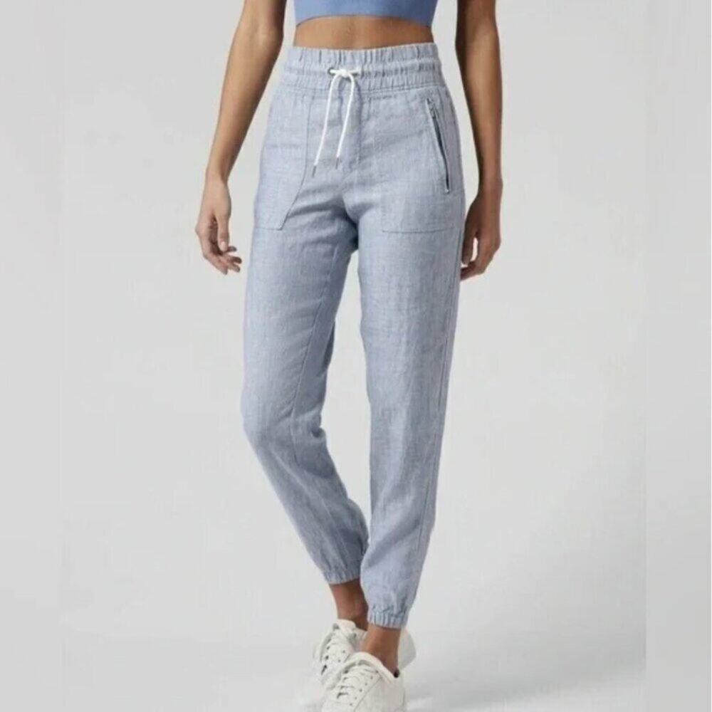 Athleta Sky Blue Drawstring Track Joggers